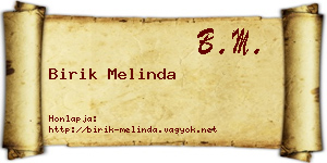 Birik Melinda névjegykártya